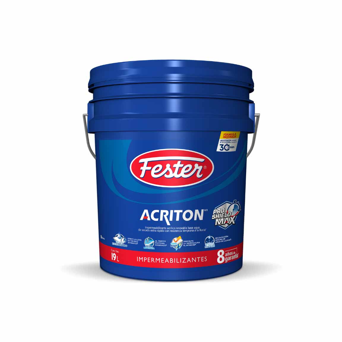 Impermeabilizante para techos Fester Acriton 8 Años color blanco reflectivo protección UV extrema.