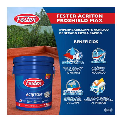 Impermeabilizante Fester Acriton Proshield Max 12 años 19L