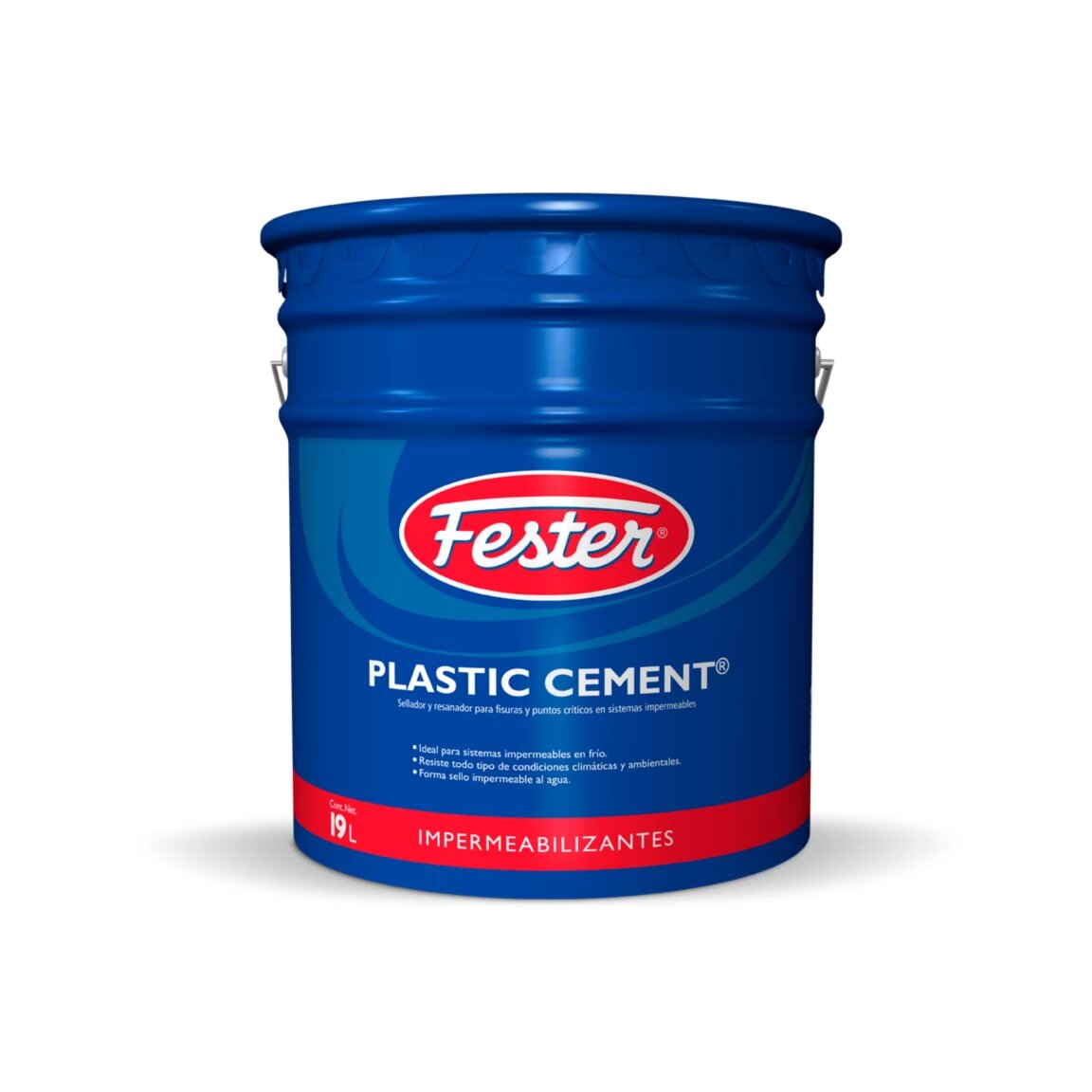 Bote de Fester Plastic Cement, sellador y calafateador asfáltico para fisuras, juntas y puntos críticos en sistemas impermeables.