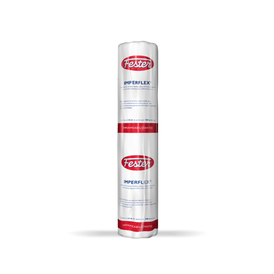 Rollo de la membrana de refuerzo Fester Imperflex, de color blanco, para sistemas de impermeabilización asfáltica.

